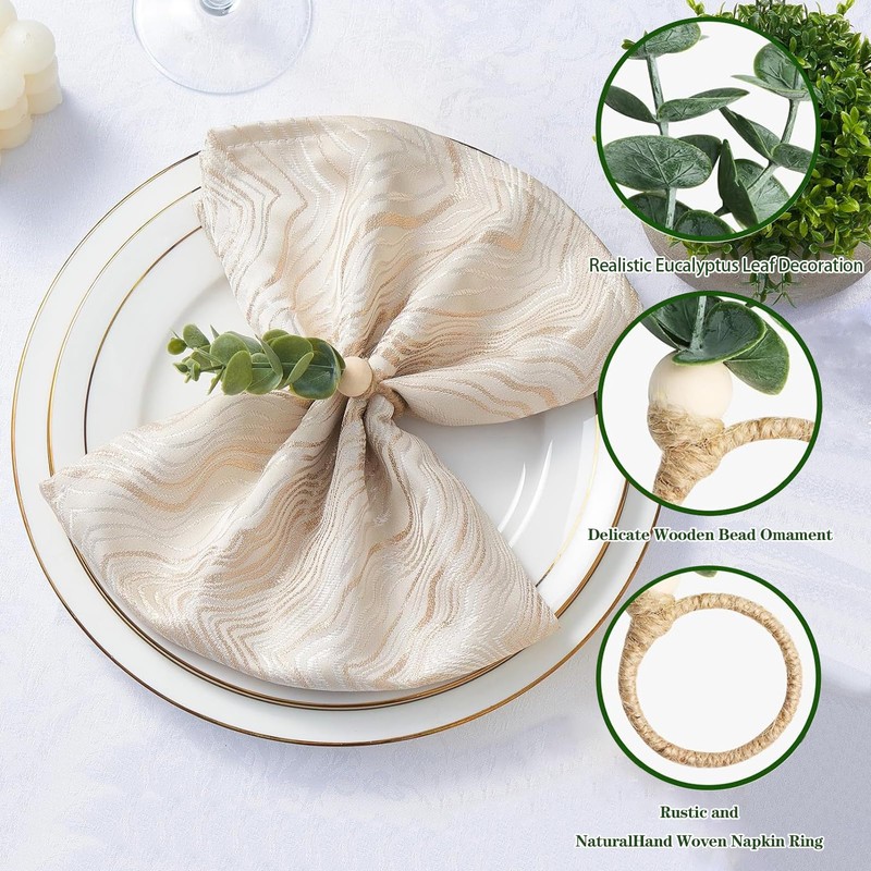 Pack of 6 Napkin Rings, Eucalyptus Napkin Ring, Rustic Napkin