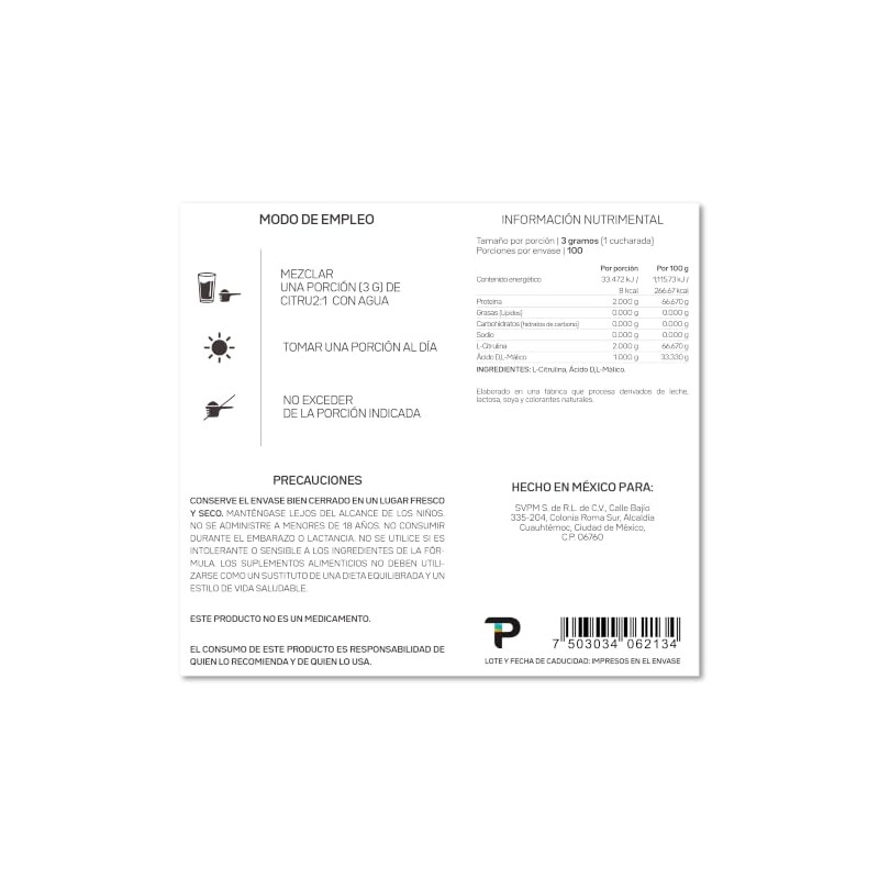 Primetech Nutrition L Citrulina Malato 2:1 Pura En Polvo Bolsa