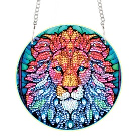 AiYuanzsh Diamond Art Painting Ornament 5D DIY Diamond Art Colorful Animal Lion Creative Design Handmade Acrylic Pendant Mosaic Making Kits by Number Kits Home Decoration Pendant Spot Drill