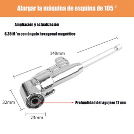 Wzenclave Adaptador de Taladro en ángulo Recto de 105 Grados, Corner Tool Screw Hub with Multi-Function, Accesorio de Taladro en ángulo con Vástago Hexagonal de 1/4" para Trabajos Domésticos