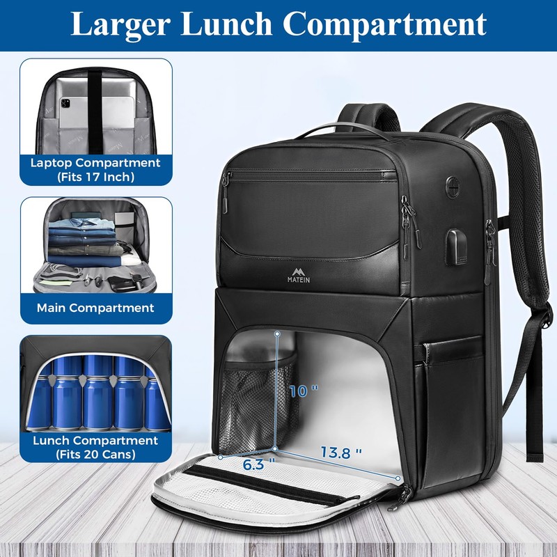 MATEIN Lunch Backpack for Men Work, Large 17 Inch Laptop
