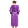 Inner Wish Women Hooded Plush Robe, Fleece Cozy Warm Bathrobe,VIOLET+LT.GREY,L/XL