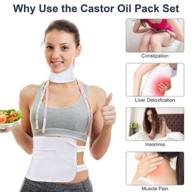 DANLIKT Castor Oil Pack, Reusable Castor Oil Pack Wrap Organic with Velcro Waist Belt for Liver Detox, Castor Oil Pack Kit (Oil Not Included)