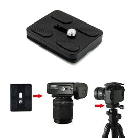 2pcs Metal Quick Release Plate with 1/4''-20 Camera Screw, Black Tripod Mount Plate Fits Standard for DSLR Camera Tripod Ball Head. (PU50)