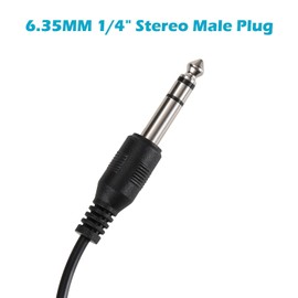 Greluma 2pcs 0.3m 3 Pin 6.35mm Male to Speaker Cable 1/4" TRS Stereo Male to Bare Open End Cable 6.3mm Jack Audio Cable Pigtail