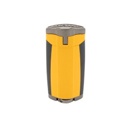 Xikar HP3 Inline Triple Flame Cigar Lighter, Attractive Gift Box, EZ-View Red Fuel Window, Honeycomb Texture, Burnt Yellow