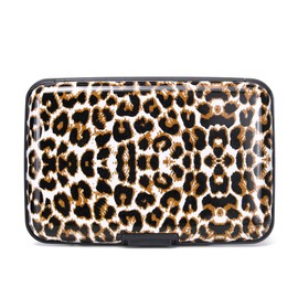 HAPPYLIVE SHOPPING Mini RFID Aluminum Wallet Slim Credit Card Case Business Cards Wallet Metal ID Case Credit Cards Holder for Women Men (Leopard)
