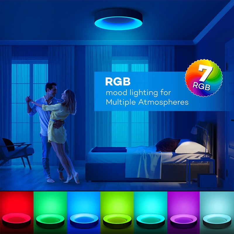 Annaror RGB Led Flush Mount Ceiling Light with Remote Control,