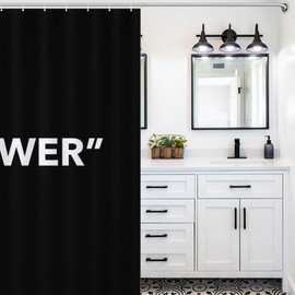 Ohocut - Cortina de ducha negra minimalista, divertidas cortinas de ducha de baño, cortinas de ducha estéticas para baño, 120 g/m², tela de poliéster resistente impermeable, 72 x 72 pulgadas