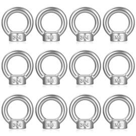 12 Pz Bulloni Occhiello M8, Bullone ad Occhiello M8, Acciaio Inox Bullone Occhiellos, Golfare in Acciaio Inossidabile 304, Dadi ad Anello con Filettatura per Attrezzature di Sollevamento Fissaggio