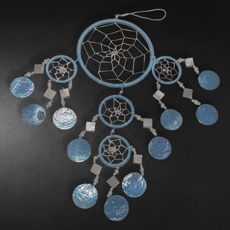 VIE Naturals Capiz Dream Catcher, 12cm, Blue