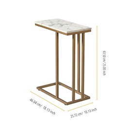Versanora - Marmo C Shape Table - Faux Marble /Brass