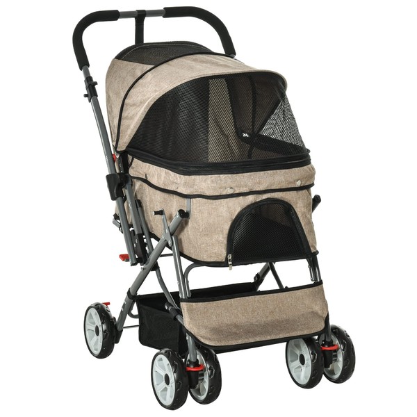 PawHut Travel Pet Stroller for Dogs, Cats, One-Click Fold Jogger