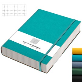 AHGXG Graph Paper Notebook - Grid Paper Notebook Large A4 8.5''×11'', 320 Pages Thick Journal, 100gsm Thick Graph Paper, Leather Softcover, Inner Pocket - Cyan