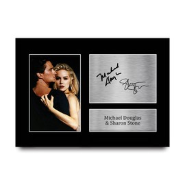 HWC Trading A4 Michael Douglas & Sharon Stone Basic Instinct Gifts Printed Signed Autograph Picture for Movie Memorabilia Fans