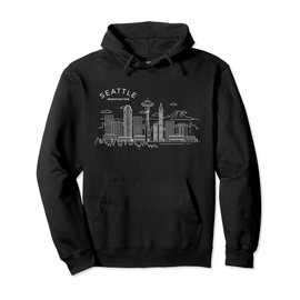 Seattle Skyline Vintage Seattle Washington Pullover Hoodie