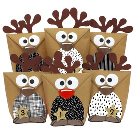 Papierdrachen DIY Advent Calendar Set Of Reindeer With Red Bellies For Filling, For DIY Crafts, 24 Bags, Individual Design, For Filling Yourself – Christmas