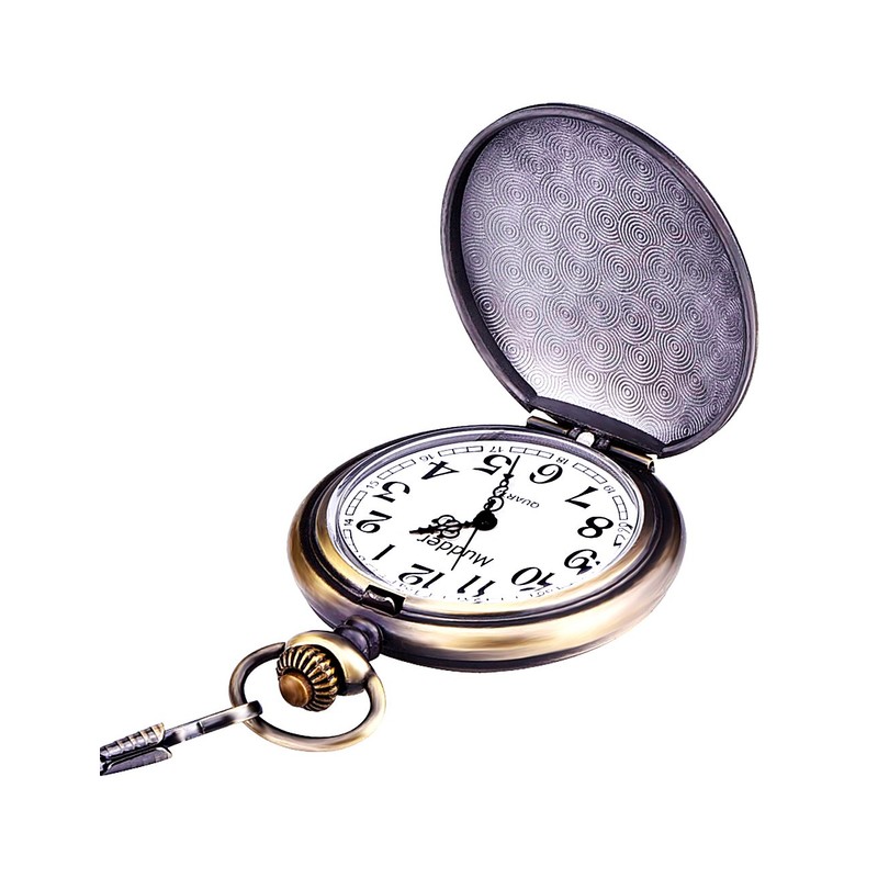 Mudder Classic Smooth Vintage Steel Mens Pocket Watch Xmas(Bronze)