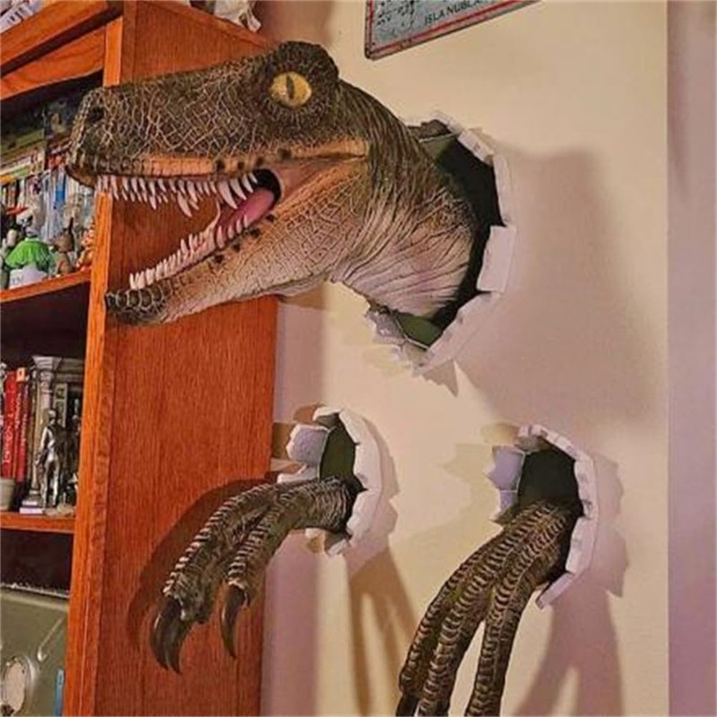 Dedjgoo 1 PCS Velociraptor Statue Wall Resin Mount Dinosaur Sculpture