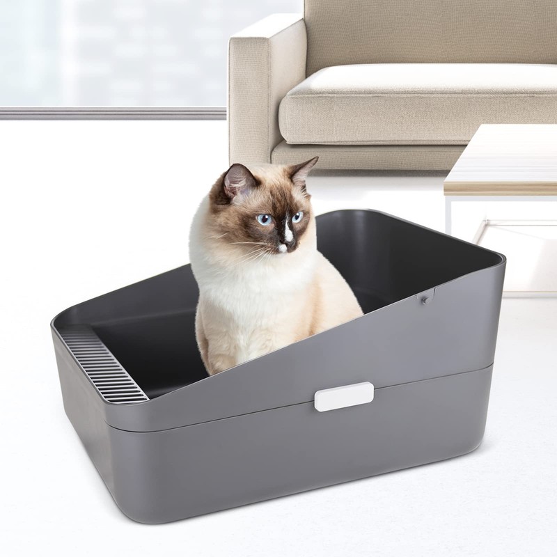 Sfozstra Cats Litter Box Low: Open Sifting Design -Tracking Space