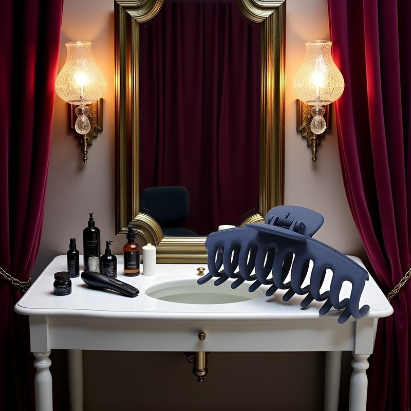 Navy Blue Frosted Claw Hair Clips for Women's Thick Hair,