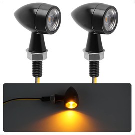 Evermotor Mini Bullet Motorcycle Turn Signals for Harley - LED Blinkers Amber Light, CNC Machined, Aluminium Alloy - 12V Front Rear Indicator for Harley, Bike, Yamaha, Honda, Cafe Racer, Cruiser, 4PCS
