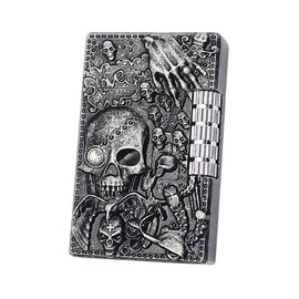 KAIEOMGN Carving Skull Antique Lighter, Vintage Cool Metal Lighters Refillable, Novelty Lighters for Men Candles Gift Ideas (No Butane Fuel). (Bright)