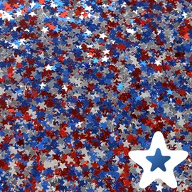 Ceya Star 3mm Confetti Glitter, 3.9oz/ 110g Red Blue White Chunky Body Glitter Hair Sparkle Flakes Iridescent Nail Sequins for 4th of July Independence Day, Olympic Party Decoration, DIY Crafts Resin