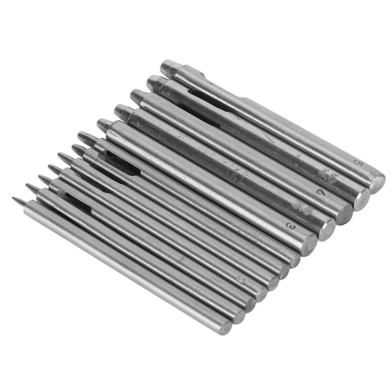 12pcs Leather Hole Punch Cutter 0.5‑5mm Hollow Punch Set for