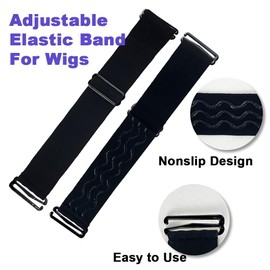 GERRIT 3 Pcs Adjustable Elastic Bands for Wigs, Nonslip Wig Straps, Removable Black Elastic Straps, Making Sewing Wig Cap Wig Accessories, Wavy Hair, Unit Count: 3 Count, Color: Black