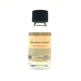 Pure Perfume Oil for Perfume Making, Personal Body Oil, Soap, Candle Making & Incense; Splash-On Clear Glass Bottle. Premium Quality Undiluted & Alcohol Free (1oz, Pineapple Coconut)