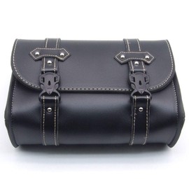 RILOER Motorcycle Saddle Bags Black Leather Storage Box Side Pockets with PU Leather Bar