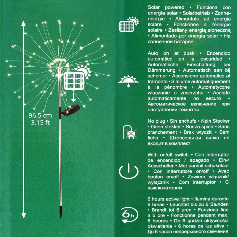 LED Solar Firework Garden Stake Hanger 90 LEDs Garden Decoration