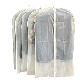 (5PCS,60x100cm) Zipper Plastic Garment Bags, Clear Clothing Protector Storage Carrier | Dust, Waterproof, Lightweight, Durable Clothes Covers for Hanging Closet Wardrobe Suit Jacket Dress Coat Travel