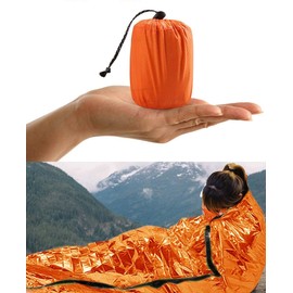 HONYAO Survival Sleeping Bag, Emergency Bivvy Bag Emergency Rescue Blanket Reusable for Outdoor Camping, Hiking - 1 pack