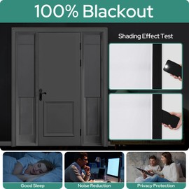 HOMEIDEAS 100% Blackout Sidelight Curtains for Front Door, Side Door Window Curtains and Small Window, Thermal Insulated Covering, 1 Panel, W12 X L68 Inch, Greyish White