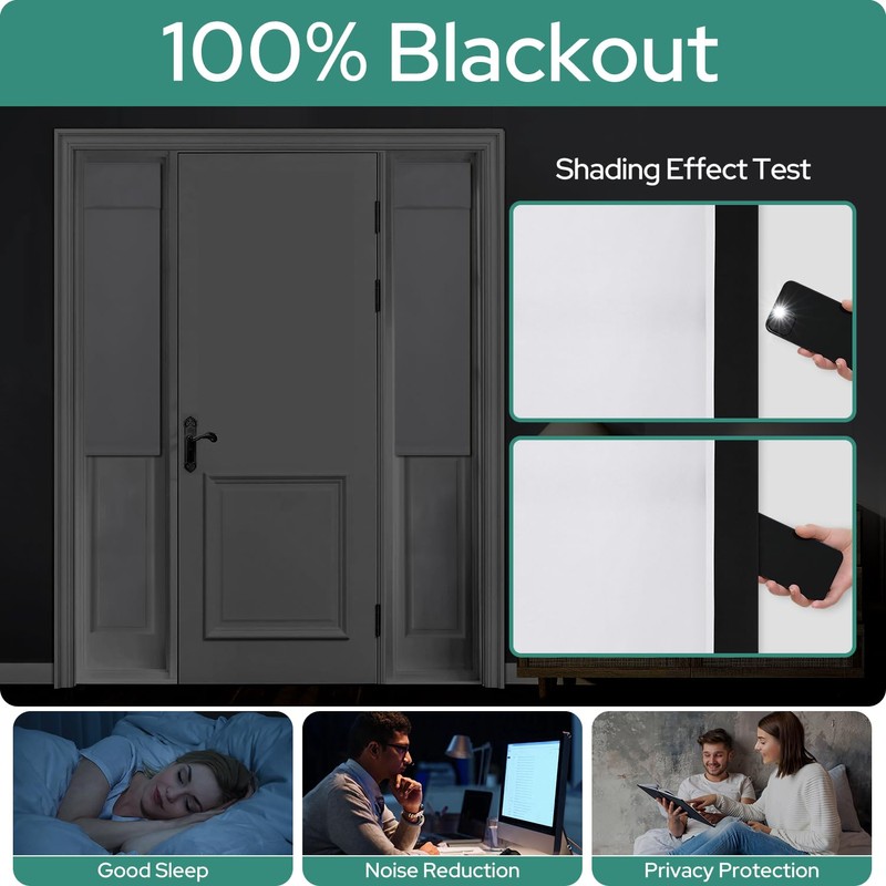HOMEIDEAS 100% Blackout Sidelight Curtains for Front Door, Side Door