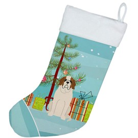 Caroline's Treasures BB4160CS Merry Christmas Tree Saint Bernard Stocking,Multicolor,Large