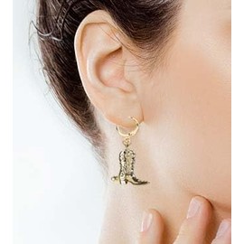 MOEPAPA Gold Cowgirl Boot Hat Earrings Dallas Cowgboy Dangle Drop Western Style Silver Earrings for women
