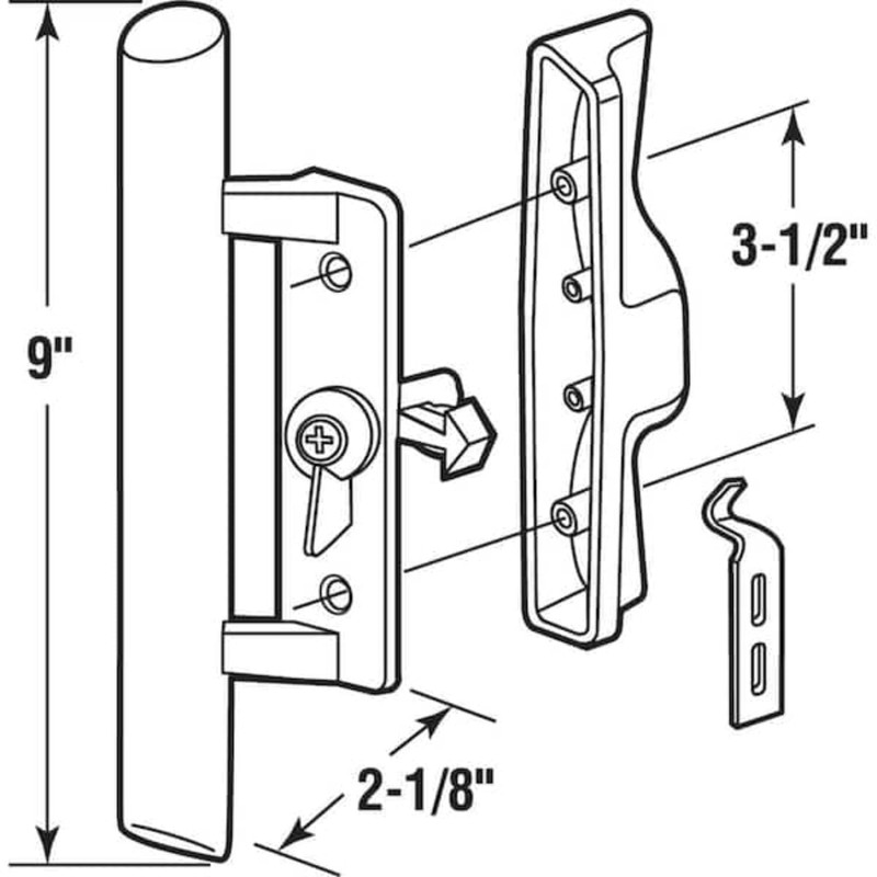 Easy Fix Hardware 9" Sliding Patio Glass Door Handle Set