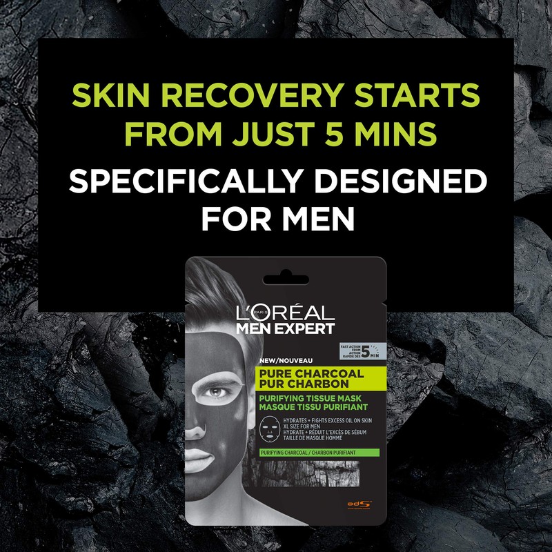 L'Oréal Men Expert Pure Charcoal Purifying Tissue Face Mask for