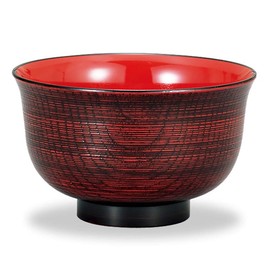 Mitani M17051-1 Yamanaka Lacquerware Soup Bowl, Brown, 4.3 inches (11 cm), Yamanaka Lacquer Range Soup Bowl, Wood Grain Feather Reverse, Red Heather