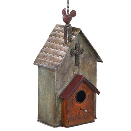 Jemeni Metal Rooster Bird Houses for Outsides Hanging, Birdhouse for Outdoor, 14.7" H……