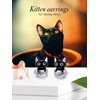 Midari Black Cat Stud Earrings for Women 925 Sterling Silver