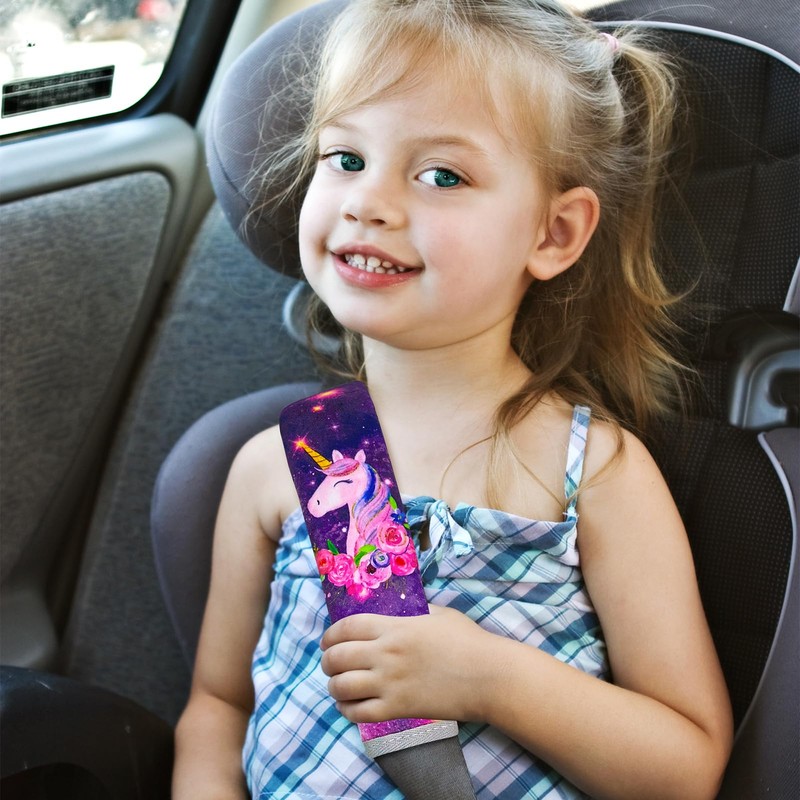 Unicorn Castle 2 Pcs Seat Belt Pads for Kids Car
