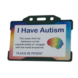 I Have Autism/is Autistic Disability ID Card & Lanyard - 8 Colours (Green)