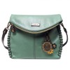 Chala Charming Teal Crossbody Bag With Flap Top and Zipper