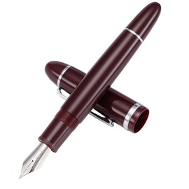 Jinhao X159 - Pluma estilográfica 8 punta extrafina, color rojo vino con clip plateado acrílico de gran tamaño                                        