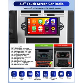 2+64G 6.2" Car Stereo for Dodge Ram 1500/2500/3500 2006-2008, Dodge Durango 2005-2008, Chrysler 300 Touring/300C/300M 2005-2007, Jeep Grand Cherokee 2005-2009 Carplay Android Auto GPS WiFi BT FM RDS