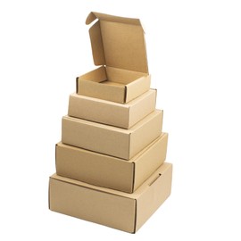 Pack of 6 Shipping Boxes with Lids Nesting Corrugated Cardboard Boxes Nested Gift Box Brown Packaging Boxes for Packaging, Mailings, Gift Shipping 6 Sizes